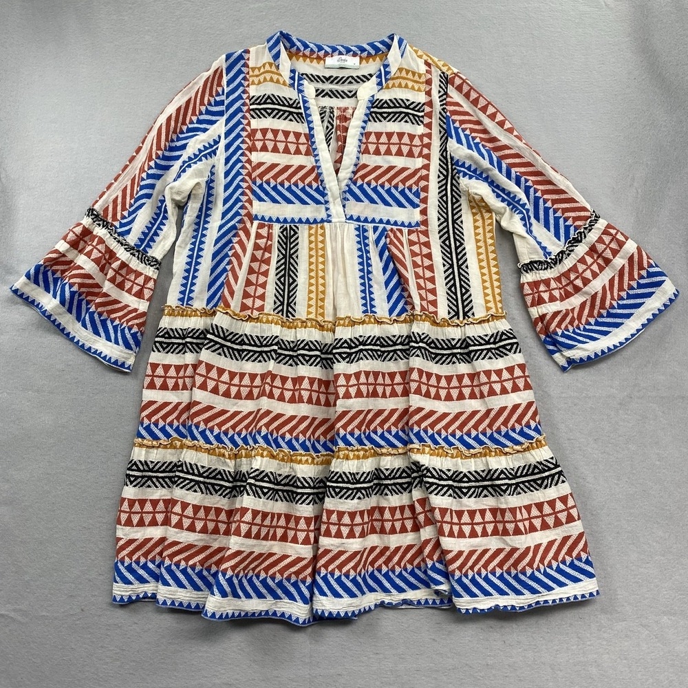 Devoltion Twins Dress Womens Medium Multi Ella Geometric Tunic Mini Boho